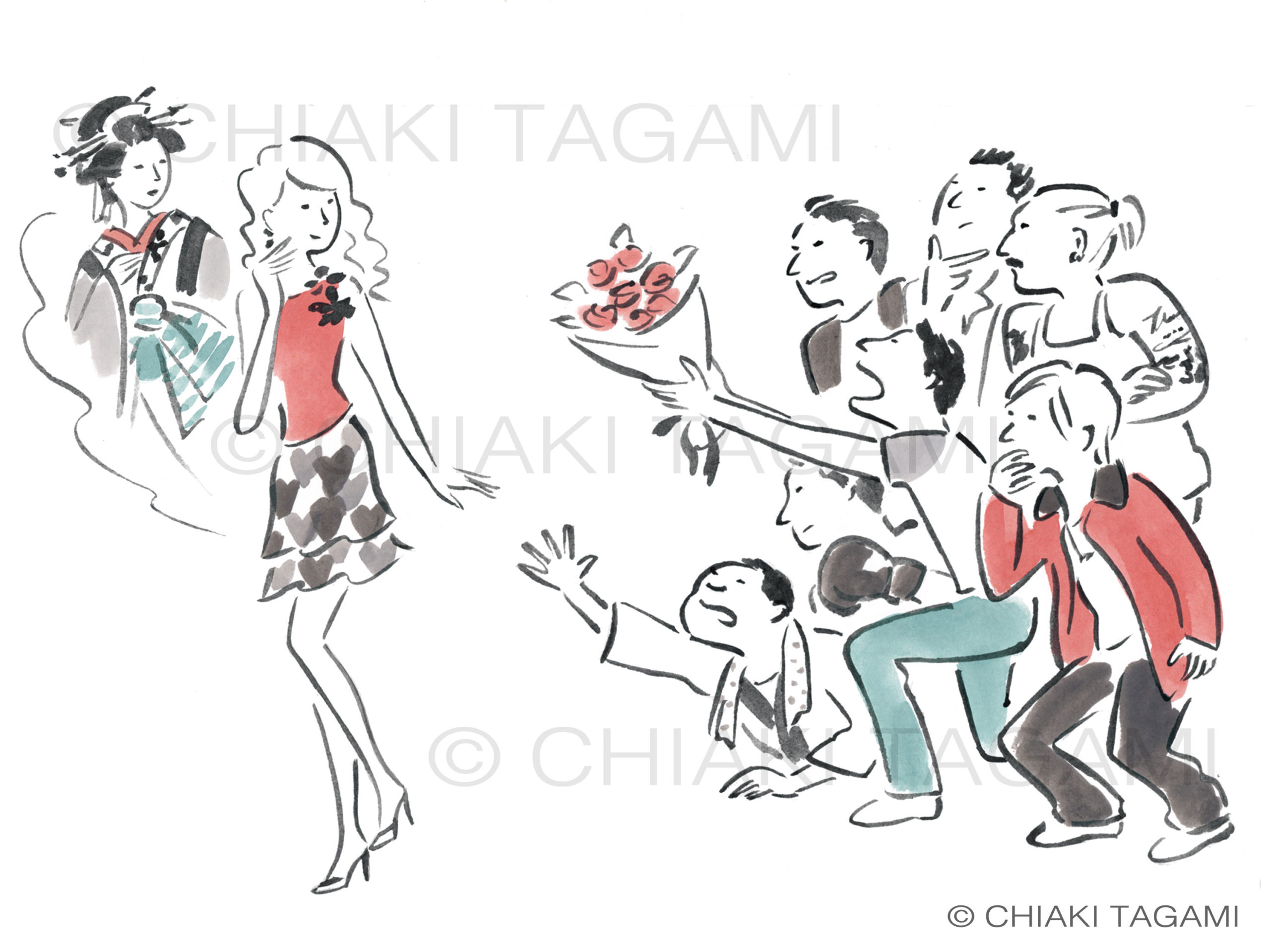 企画展「100人展」出品イラストー「タイガー&ドラゴン」